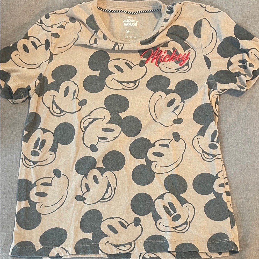 Disney Mickey Mouse Kids Tee - Beige and Black with Red